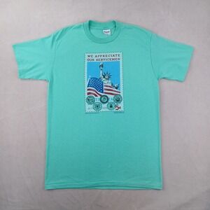 Stedman L Mens T Shirt VTG 1991 Postal Stamp Military‎ 20x27 Single Stitch Small